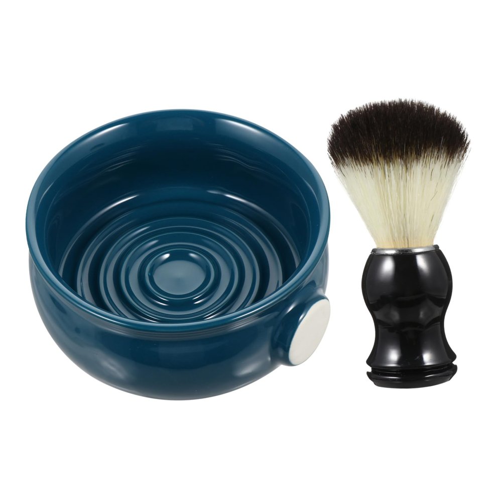 CALLARON Beard Shaving Brush Set 2pcs Men's Shaving Kit Swirl Soap Bowl Solid Construction Gentle Exfoliation Comfortable Shave
