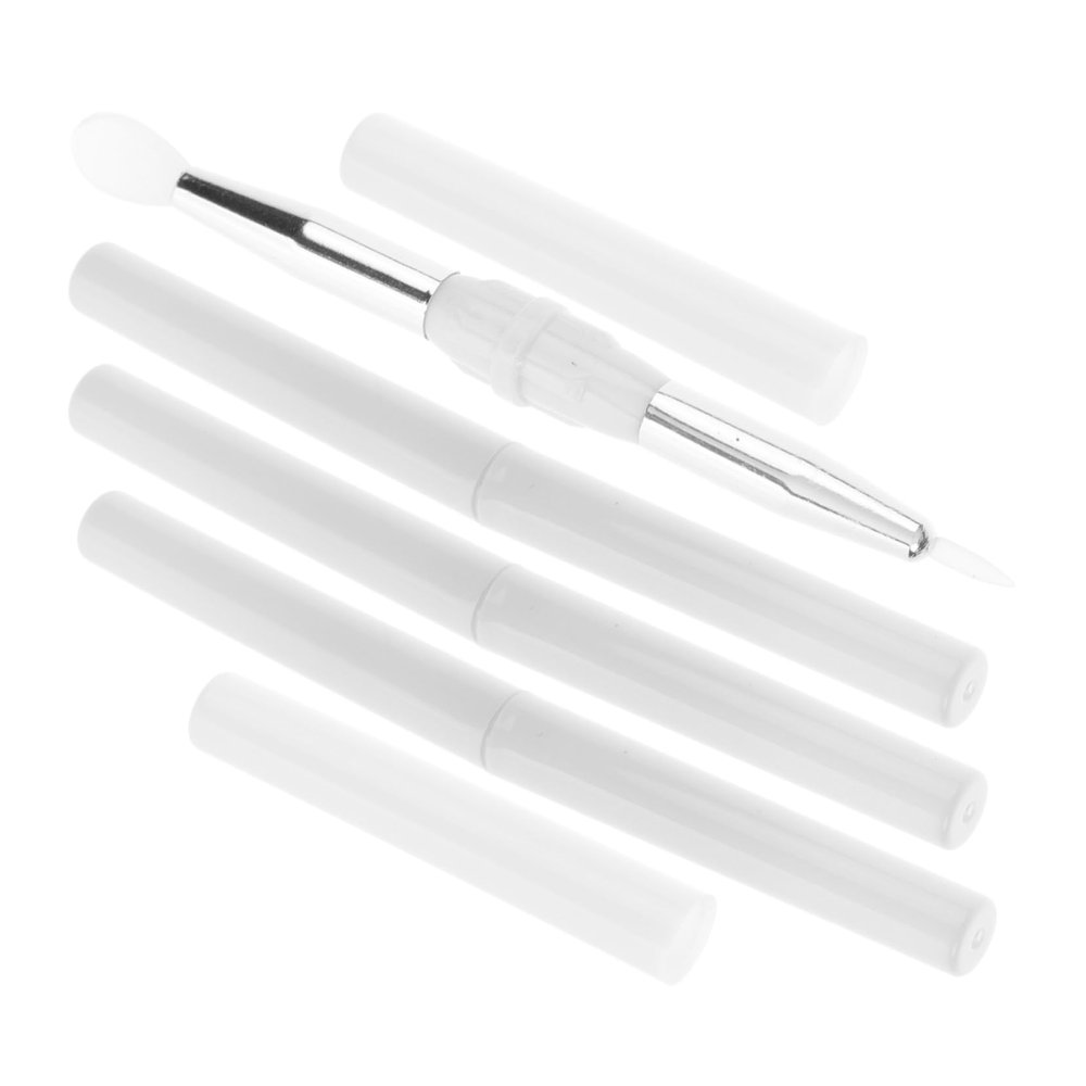 Baluue 4pcs Double-sided Silicone Makeup Brushes Caps for Lip Gloss Eyeshadow and Concealer Soft Travel-friendly Brushes for Smooth Application