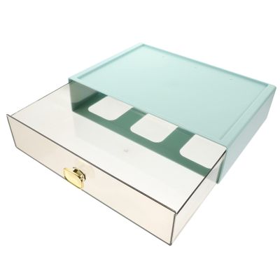 Angoily Drawer Style Desktop Organizer Box Multifunctional Plastic Storage Case for Office and Home Versatile 3-Drawer Stationery and Cosmetics Holder and Stackable Design