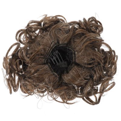 CALLARON Fake Bun Hairpiece for Women Curly Chignon Extension Elastic Band Messy Updo Hair Piece for Versatile Hair Accessories for Ponytails and Half Buns