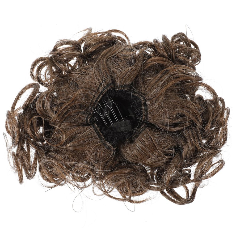CALLARON Fake Bun Hairpiece for Women Curly Chignon Extension Elastic Band Messy Updo Hair Piece for Versatile Hair Accessories for Ponytails and Half Buns