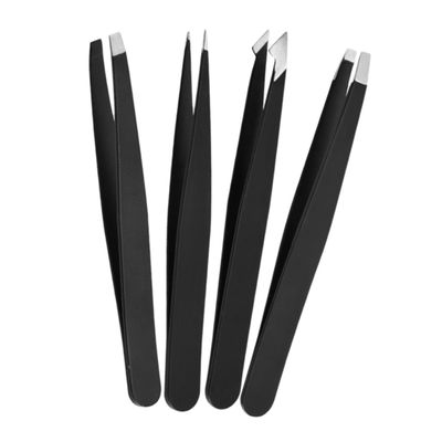 CALLARON 4pcs Stainless Steel Tweezers Set for Eyebrow and Facial Hair Removal Ergonomic Design Convenient Hair Removal Tools for Women