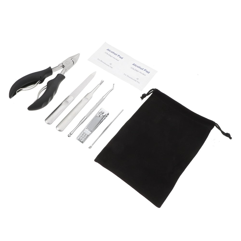 PartyKindom 7pcs Nail Clipper Nail Scissors for Fingernails Toenails Grooming Kit Manicure Trimmer Stainless Steel Portable Case
