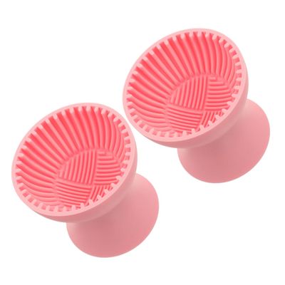 PACKOVE 2pcs Cute Makeup Brush Cup Silicone Brush Cleaning Bowl Box for Travel Soft Silicone