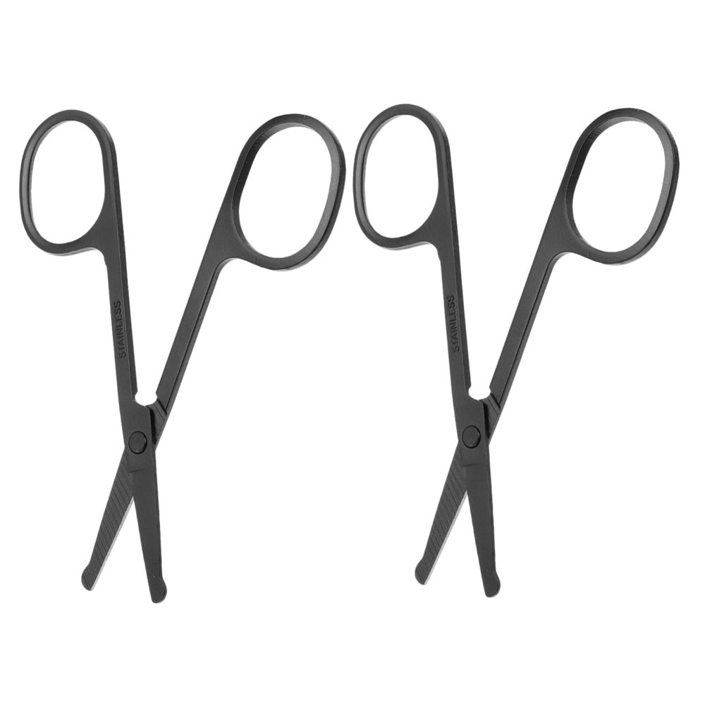 Happyyami 2pcs Stainless Steel Eyebrow Hair Trimming Scissors for Men Women Round Head Nose Hair Scissors Beauty Tool