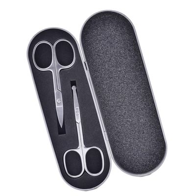 HAKIDZEL 2pcs Precision Stainless Steel Eyebrow Scissors Trimmer Safe Nose Hair Trimming Tool for Makeup