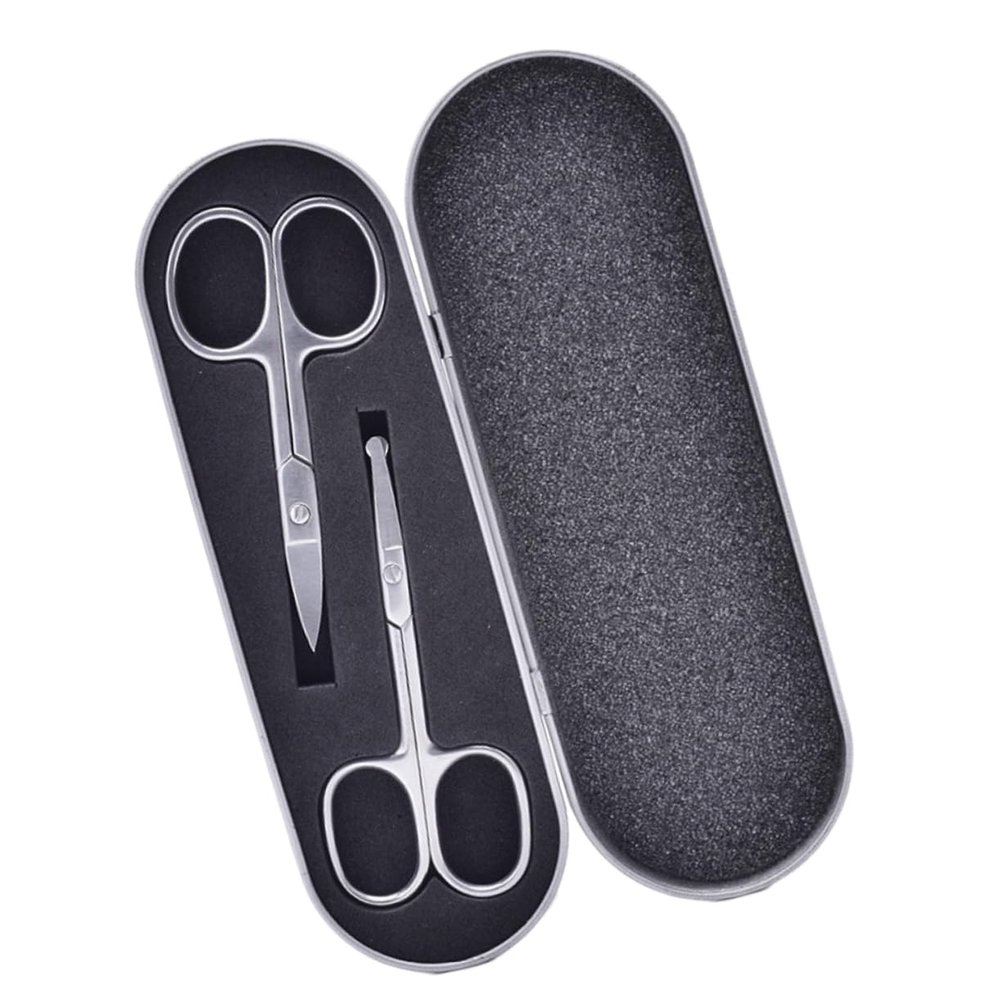 HAKIDZEL 2pcs Precision Stainless Steel Eyebrow Scissors Trimmer Safe Nose Hair Trimming Tool for Makeup