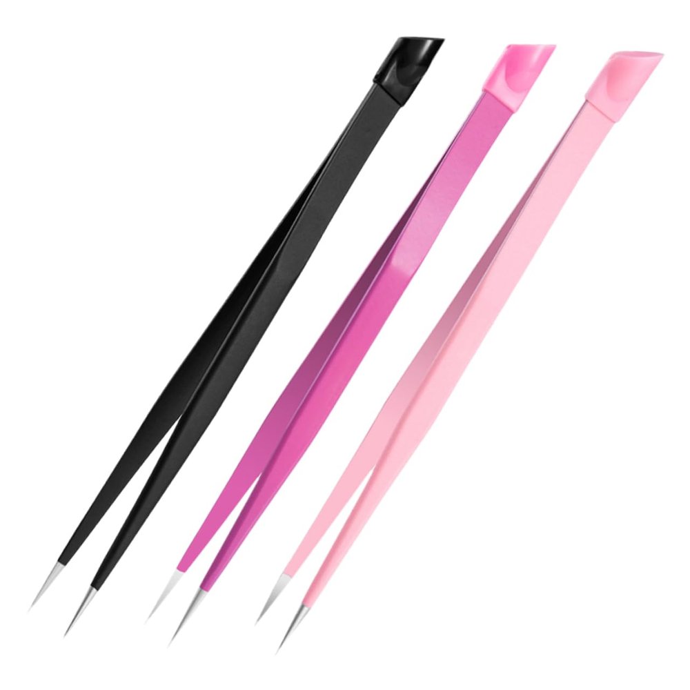 Beaupretty 3pcs Nail and Beauty Tweezers Multi-use Tweezers for Nail Extensions and Brow Shaping Comfortable Craft Pointed Tips and Press Head