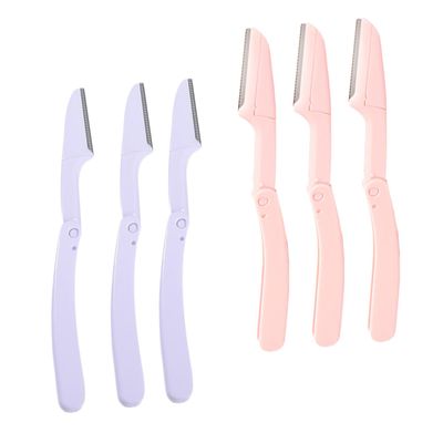 Happyyami 6pcs Foldable Eyebrow Set Portable Eyebrow Trimmer Beauty Tools for Travel Stainless Steel Lightweight Design to Use
