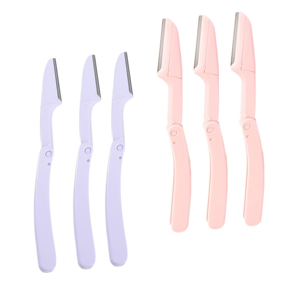Happyyami 6pcs Foldable Eyebrow Set Portable Eyebrow Trimmer Beauty Tools for Travel Stainless Steel Lightweight Design to Use