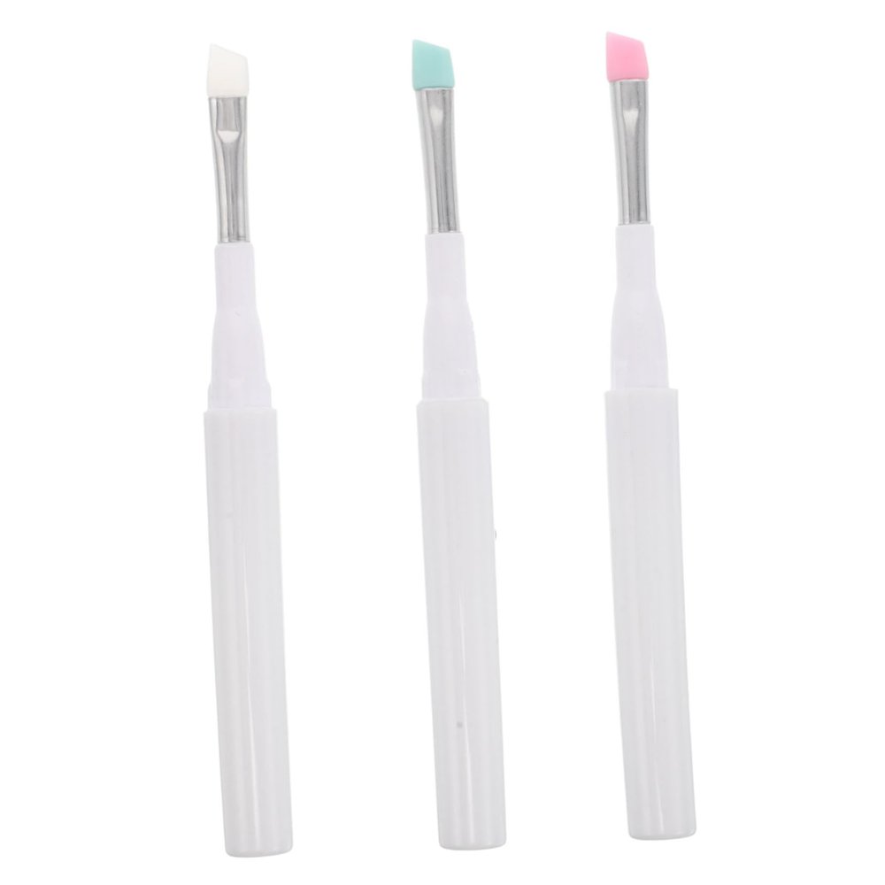 NOLITOY 3pcs Silicone Makeup Applicator Brush with Dust Cap Soft for Eyeshadow Eyebrow and Eyelash Separation Compact and Reusable Beauty Tools