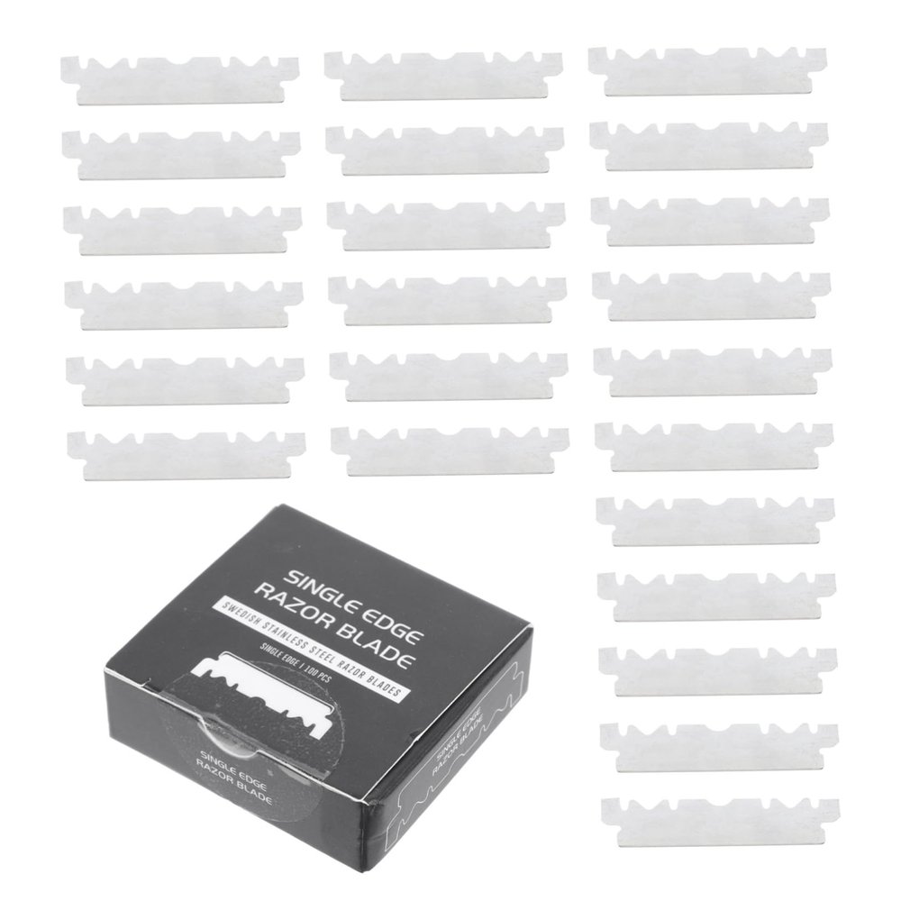 SAFIGLE 100pcs Old Face Razor Blade Single Edge Stainless Steel Cutter Replacement