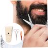 PartyKindom 3sets Stainless Steel Beard Scissors Nose Hair Trimmer Convenient Grooming Kit for Facial Hair Includes Pu Bag for Easy Storage view 3