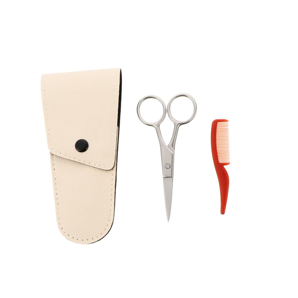 PartyKindom Men Beard Scissors Set Stainless Steel Eyebrow Scissors for Hair Trimmer Mustache
