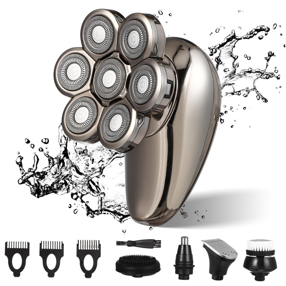 CTIRCHIU Electric Shaver Razor with Multiple Replaceable Heads Portable Bald Head Trimmer for Men Lightweight Hair Clipper Versatile Grooming Tool for Facial Hair Removal