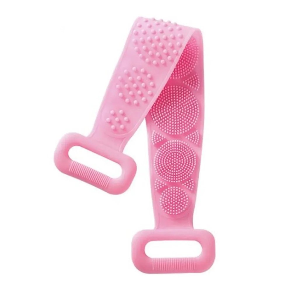 Silicone Body Scrubber Back Massage Exfoliating Sponge Bathroom Bath Brush Scrub Shower Brush Body Wash Scrub Removal(Pink)