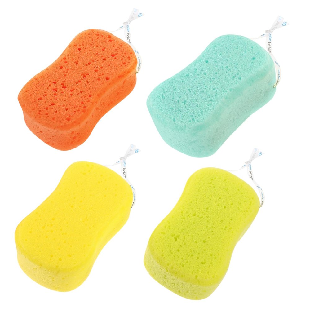 SAFIGLE 4pcs Loofah Sponge Glove Hand Strap Exfoliating Bath Sponges for Shower Body Wash Scrubbers for Men Women