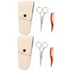 PartyKindom 2sets Stainless Steel Beard Scissors Kit Comb and Storage Bag for Precise Nose Hair and Beard Grooming for Men Facial Hair Care view 1