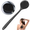 1pc Bath Soft Back Scrubber Brush Bath Shower Sponge Scrubbing Brush with Handle Exfoliating Scrub Massager Bath Supplies(Black) view 3