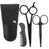 SAFIGLE 1set Stainless Steel Beard Trimming Scissors with Comb and Storage Bag for Home Barbershop and Outdoor Grooming view 1