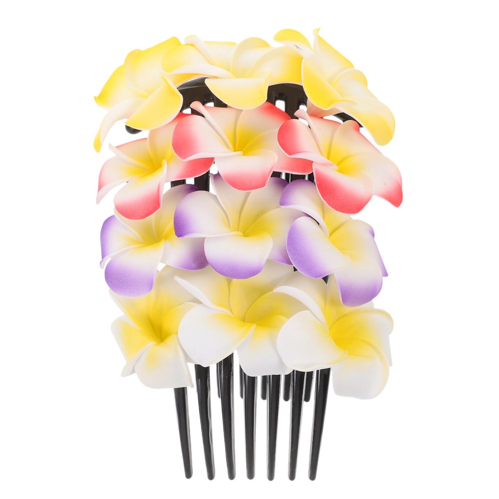 AUTSUPPL 4pcs Hawaiian Plumeria Flower Hair Combs for Women Lightweight Decorative Hairpins for Girls Brides Sturdy Easy to Use Side Barrettes for Various Occasions