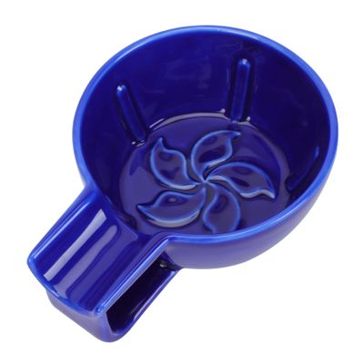 AUTSUPPL Ceramic Shaving Bowl with Handle Bubble Foaming Container for Durable Blue Design for Men Grooming Barber Tool for Shaving Soap