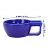 AUTSUPPL Ceramic Shaving Bowl with Handle Bubble Foaming Container for Durable Blue Design for Men Grooming Barber Tool for Shaving Soap view 2