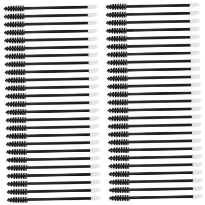 COMPUKAS 50pcs Disposable Eyebrow Brush and Lash Brush Makeup Tools for Eyelash Extensions Easy to Use Travel Beauty Kit Black