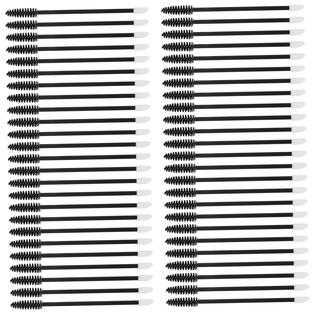 COMPUKAS 50pcs Disposable Eyebrow Brush and Lash Brush Makeup Tools for Eyelash Extensions Easy to Use Travel Beauty Kit Black