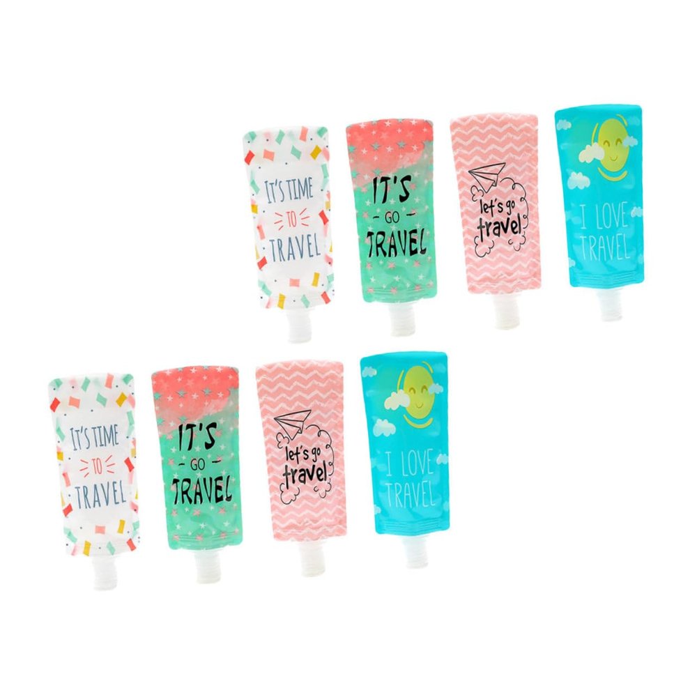 8 Pack Foldable Refillable Travel Lotion Bags 100ml Plastic