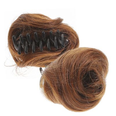 TOGEVAL 2pcs Cat Ear Bun Hairpiece Chignon Extensions Clip for Cosplay Daily Wear and Special Occasions Soft Realistic Faux Hair Accessories for Women and Girls