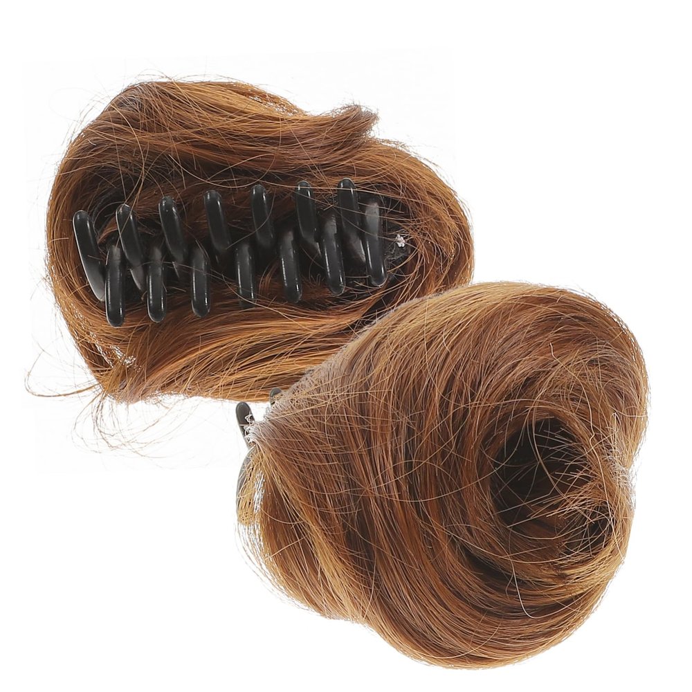 TOGEVAL 2pcs Cat Ear Bun Hairpiece Chignon Extensions Clip for Cosplay Daily Wear and Special Occasions Soft Realistic Faux Hair Accessories for Women and Girls