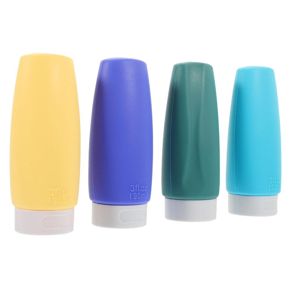 Ipetboom 4-piece Silicone Travel Bottles Set 90ml Shampoo Toiletries Refillable Leakproof for Business Travel