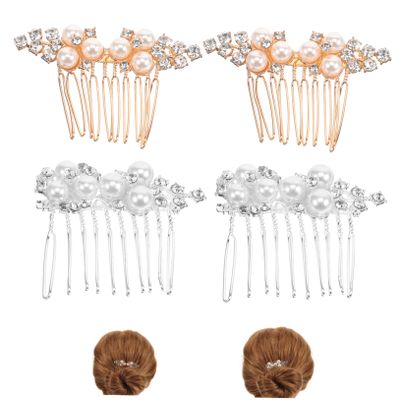 AUTSUPPL 4pcs Crystal Wedding Hair Combs for Brides Elegant Side Hair Accessories for Bridal Hairstyles and Special Occasions
