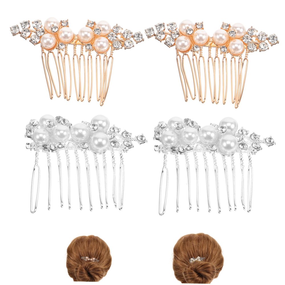 AUTSUPPL 4pcs Crystal Wedding Hair Combs for Brides Elegant Side Hair Accessories for Bridal Hairstyles and Special Occasions