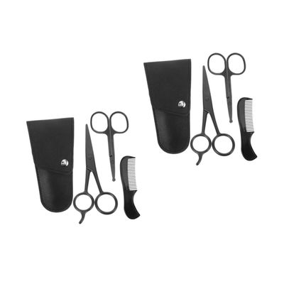 VICASKY 2sets Stainless Steel Beard Grooming Kit with Trimming Scissors and Comb Men Beard Care for Home and Barbershop Use