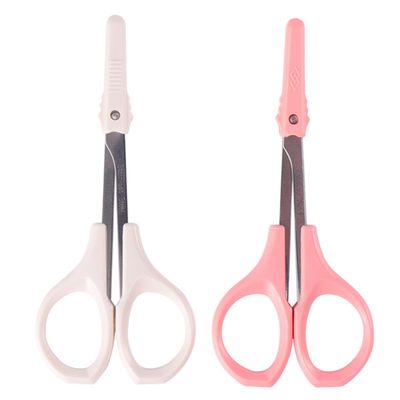 Happyyami 2pcs Stainless Scissors Precision Eyebrow and Eyelash Trimmers Curved and White Straight Designs for Easy Grooming and Travel