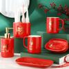 DUYHBAWRS Toothbrush Set Couple Home Bathroom Mouthwash Cup Newly Married Bathroom Wash Set Ceramic view 3
