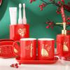 DUYHBAWRS Toothbrush Set Couple Home Bathroom Mouthwash Cup Newly Married Bathroom Wash Set Ceramic view 4