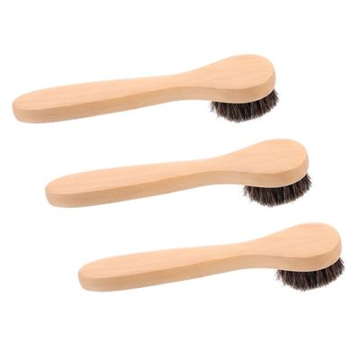 BATHVEVE 3pcs Soft Bristle Face Cleansing Brush Set with Wooden Handle Gentle Facial Exfoliator for Skin Types for Daily Skincare and Baby Bathing