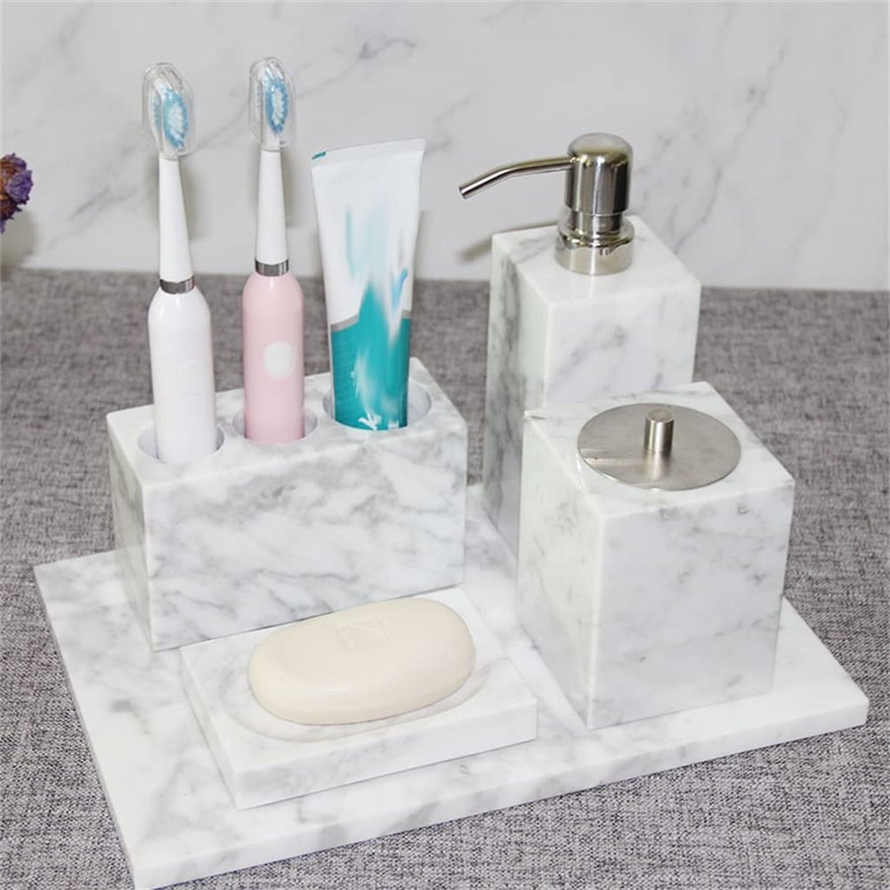 DUYHBAWRS Marble Wash Set Bathroom Five-Piece Set Cup Tray Bathroom Supplies Toilet Supplies
