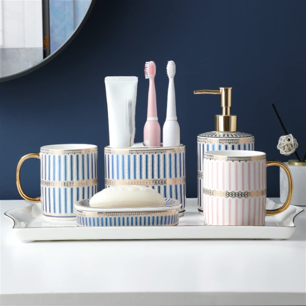DUYHBAWRS Ceramic Wash Cup Home Bathroom Brushing Cup Set Bathroom Couple Mouthwash Cup Tooth Cylinder
