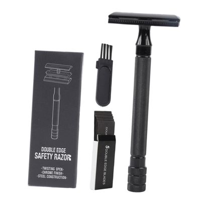 Happyyami Men Razor Mustache Trimmer Manual Hair Shaver Safety Razor Combs Double-edged Blade Beard Shaver Metal Travel