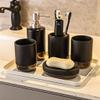 DUYHBAWRS Wash Set Bathroom wash Set Toothbrush Cup Set Bathroom Ceramic Five-Piece Wedding Set view 2