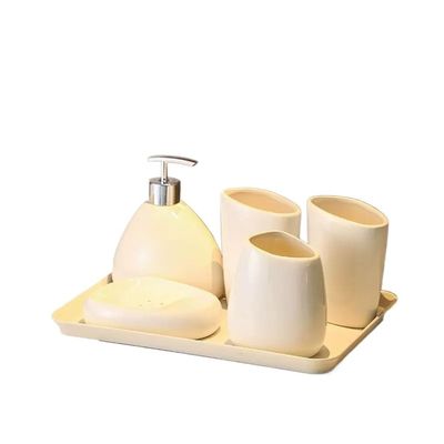 DUYHBAWRS Bathroom Supplies Set Wedding Wash Cup Set Bathroom Five-Piece Set European Ceramic Wash