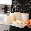 DUYHBAWRS Bathroom Supplies Set Wedding Wash Cup Set Bathroom Five-Piece Set European Ceramic Wash view 2