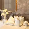 DUYHBAWRS Bathroom Supplies Set Wedding Wash Cup Set Bathroom Five-Piece Set European Ceramic Wash view 3