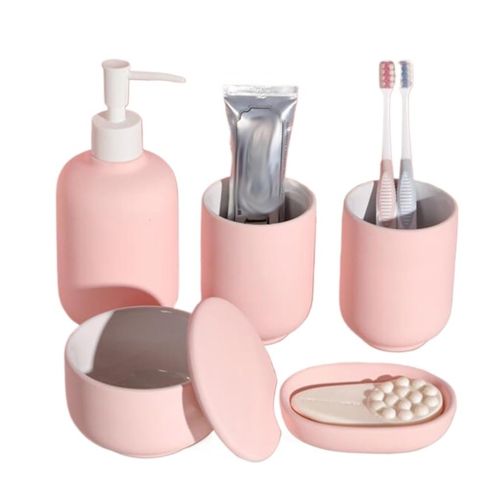 DUYHBAWRS Five-Piece Bathroom Toothbrush Mouthwash Cup Gift Wash Set Decoration Storage Bathroom