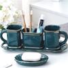 DUYHBAWRS Ceramic Brushing Cup Household Bathroom Supplies Washing Five-Piece Suit Couple Mouthwash Cup Tooth Cylinder view 3