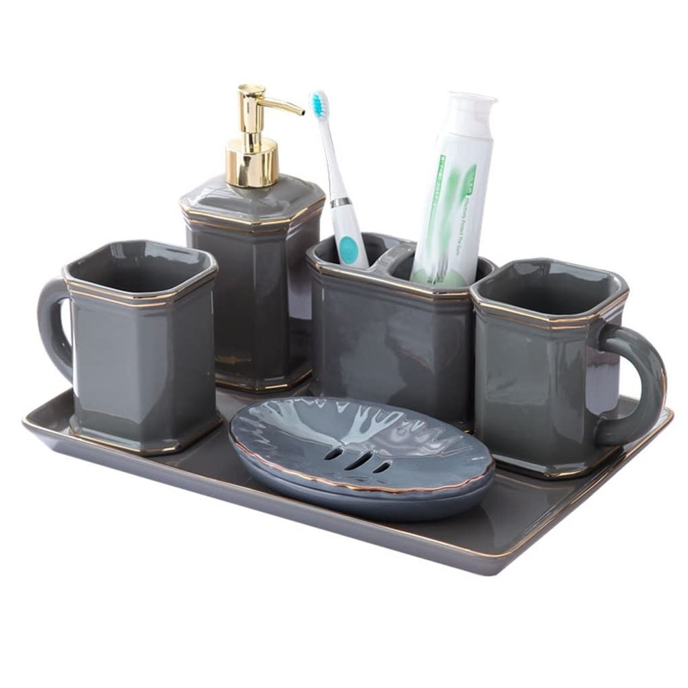 DUYHBAWRS Set Tray Bathroom Toothbrush Cup Toothbrush Cup Ceramic Wash Household Couple Toothbrush Mouthwash Cup